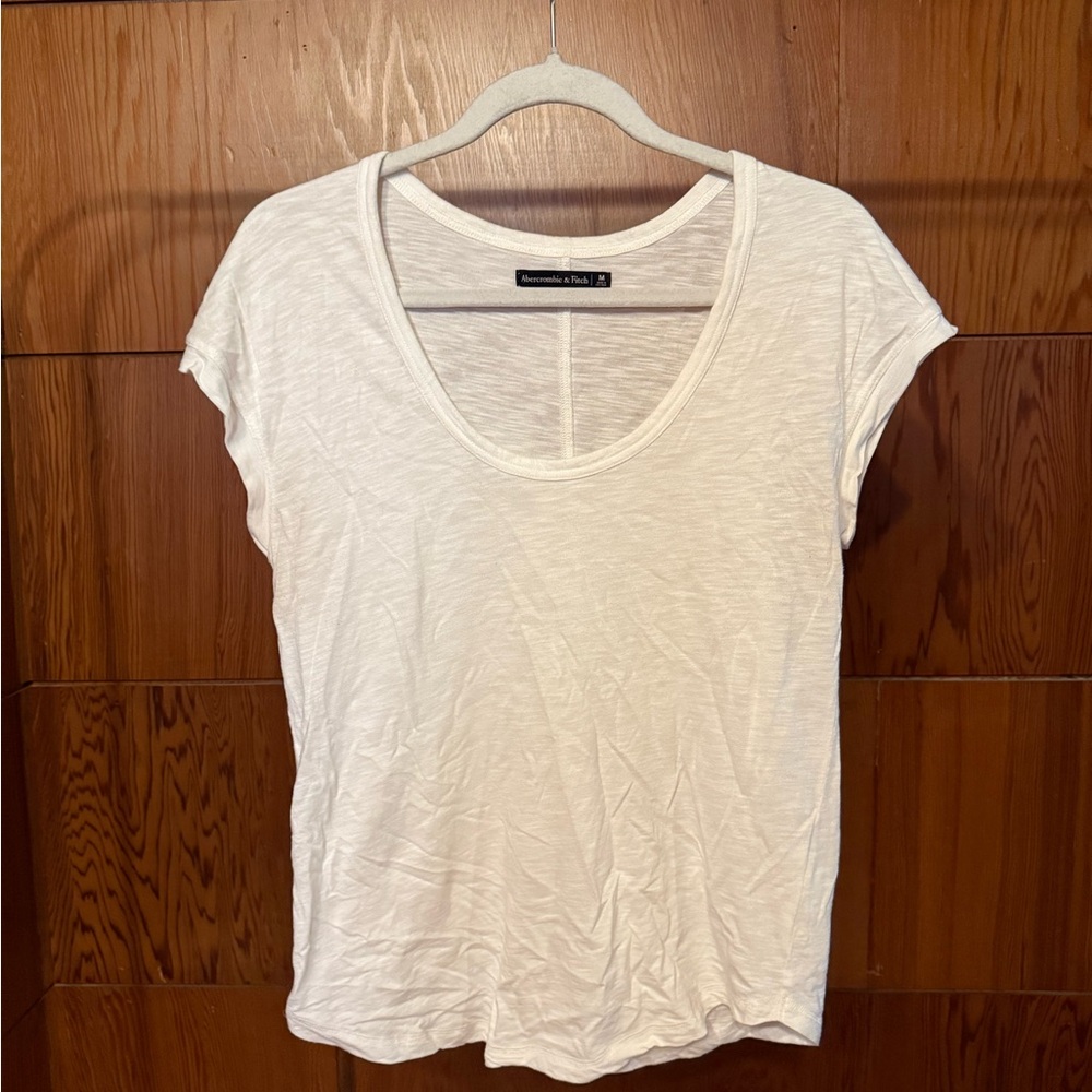 Abercrombie & Fitch Cream Cap Sleeve Relaxed Tee